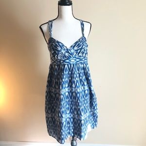LOFT | Thin Straps Blue & White Dress | Size 6P